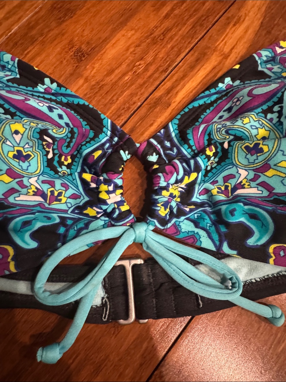 Athleta Black Bikini Top with Teal, Purple & Yellow Paisley - Picture 4 of 4